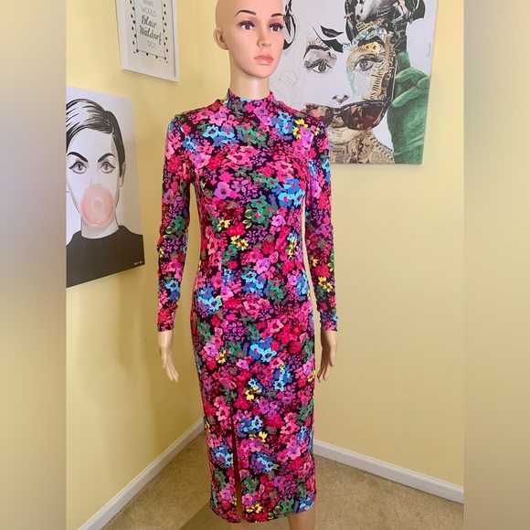 💫HP‼️💫 NWOT FUTURE COLLECTIVE - KAHLANA BARFIELD BROWN Floral Dress in Pink, XS - Picture 9 of 14